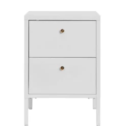 Nachtkommode in Weiß mit Gold - Lititia