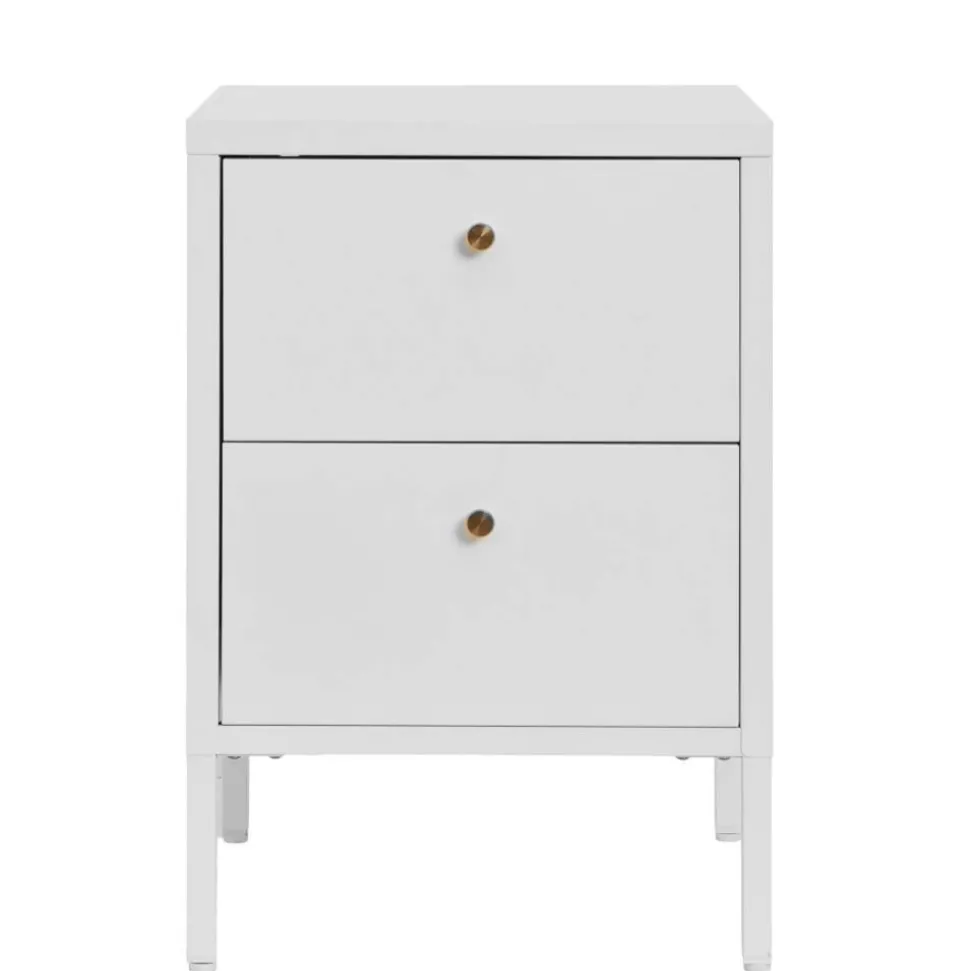 Nachtkommode in Weiß mit Gold - Lititia