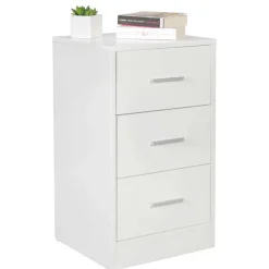 Nachtkommode in Weiß mit Metallgriffen - Guantama