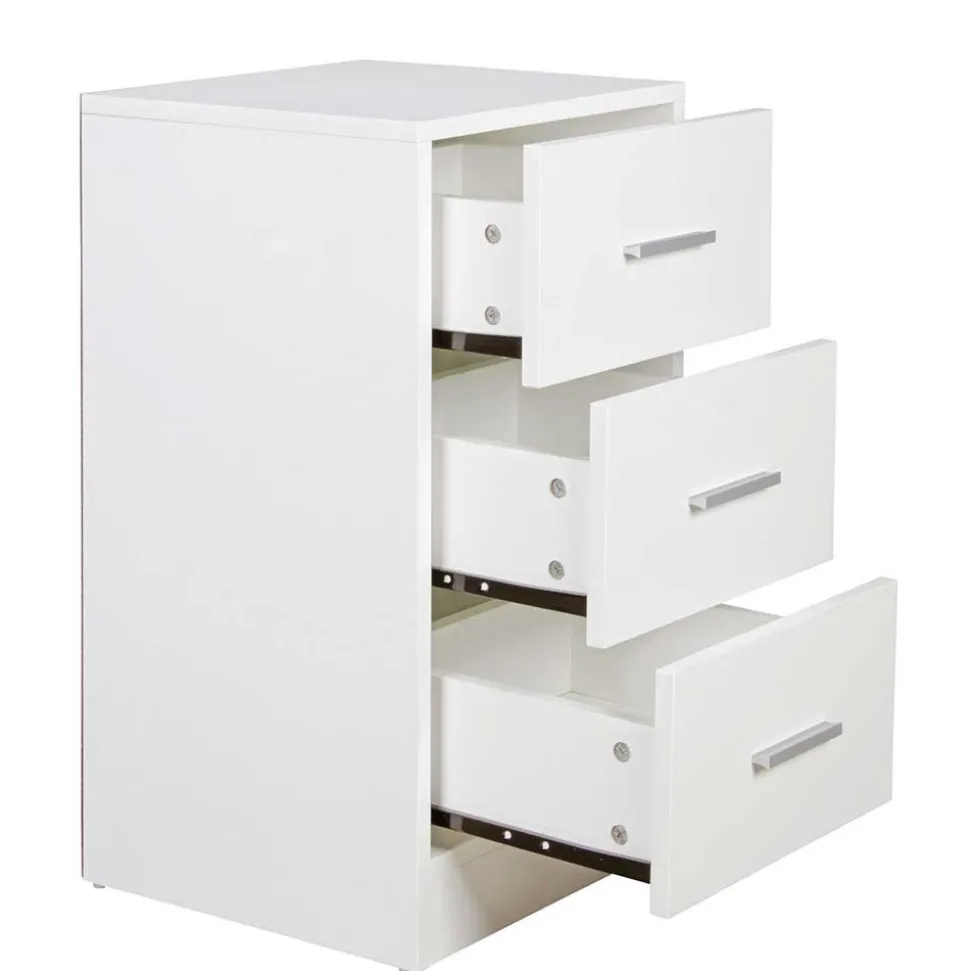 Nachtkommode in Weiß mit Metallgriffen - Guantama