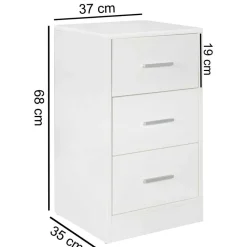 Nachtkommode in Weiß mit Metallgriffen - Guantama