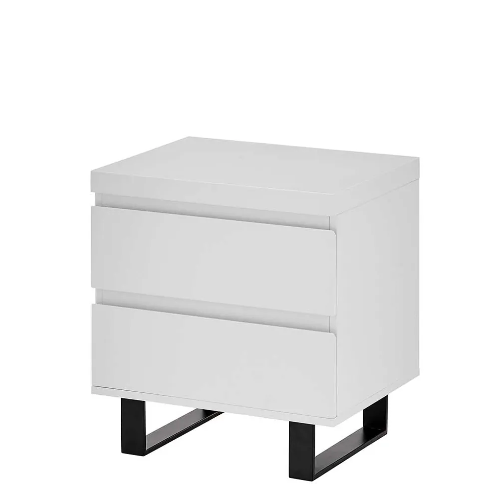 Nachtkommode in Weiß mit Schwarz - Atela