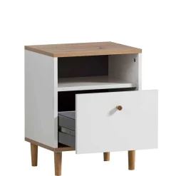 Nachtkommode in Weiß mit Wildeiche - Ambreros