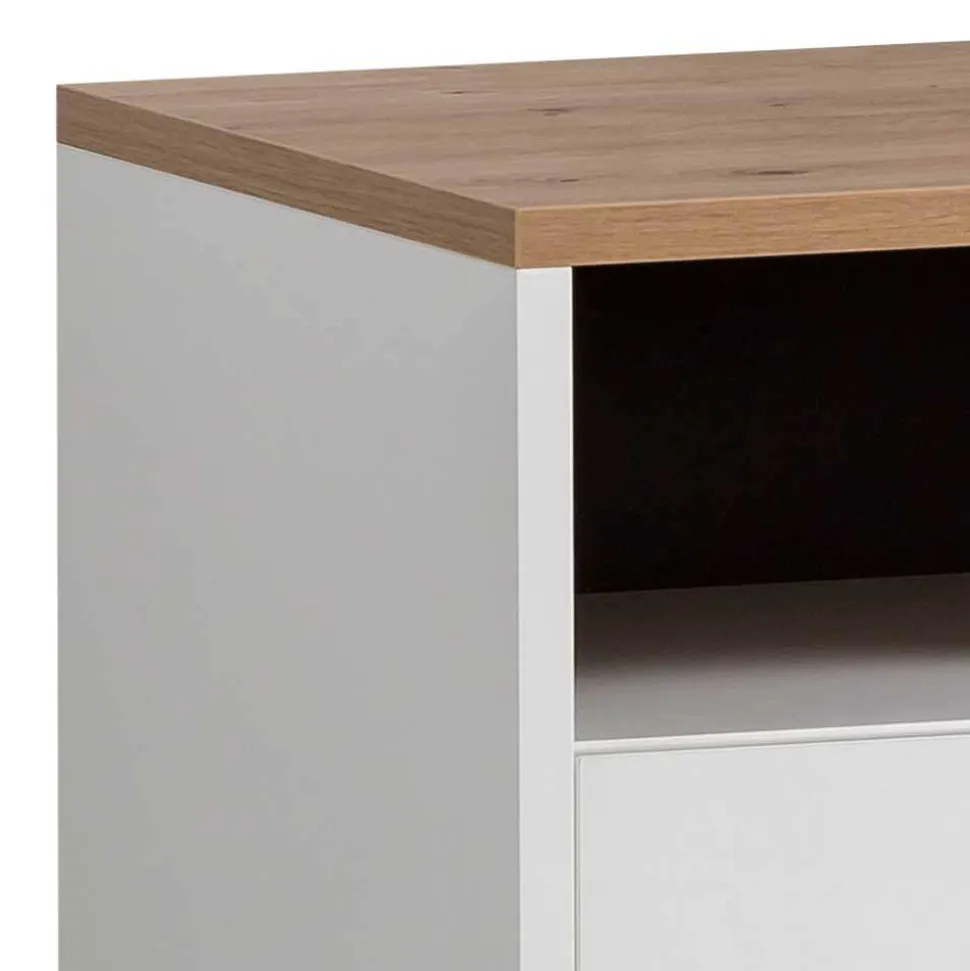 Nachtkommode in Weiß mit Wildeiche - Ambreros