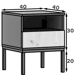 Nachtkommode mit Fach und Schublade - Groot