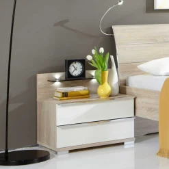 Nachtkonsole Ricardo in Weiß Glas beschichtet