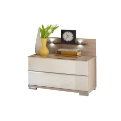 Nachtkonsole Ricardo in Weiß Glas beschichtet