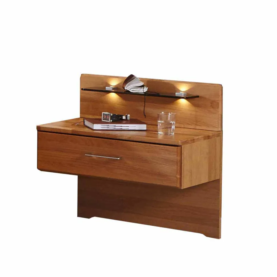 Nachtkonsolen Set Apolios mit Glasablage beleuchtet (2er Set)