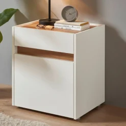 Nachtschrank in Weiß und Wildeiche Dekor - Nonessia