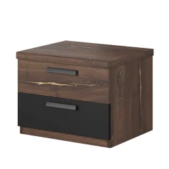 Nachtschrank mit Schubladen in Eiche Dunkel - Prabhaa