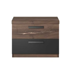 Nachtschrank mit Schubladen in Eiche Dunkel - Prabhaa