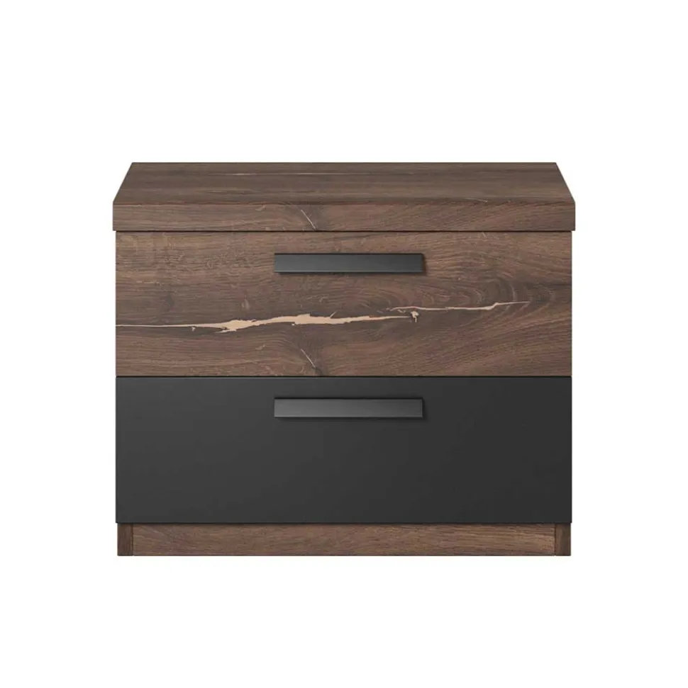 Nachtschrank mit Schubladen in Eiche Dunkel - Prabhaa