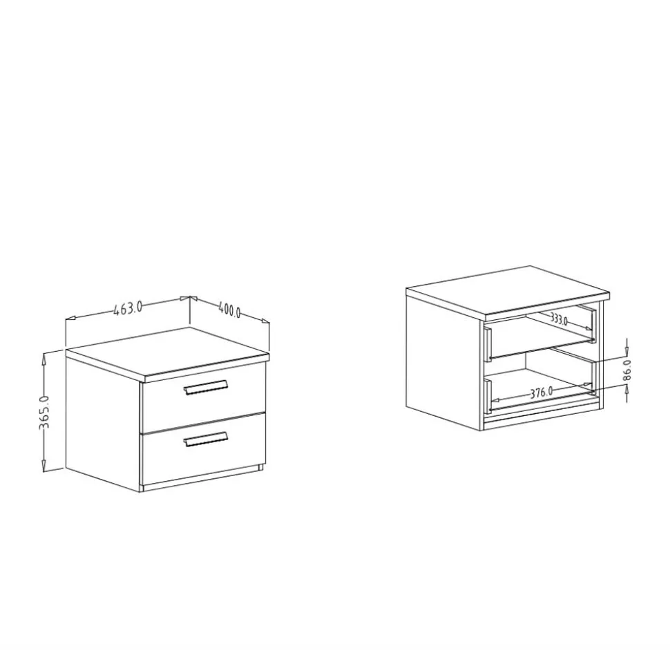 Nachtschrank mit Schubladen in Eiche Dunkel - Prabhaa