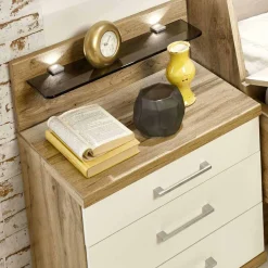 Nachtschrank Set Neriman in Creme und Eichefarben (2er Set)
