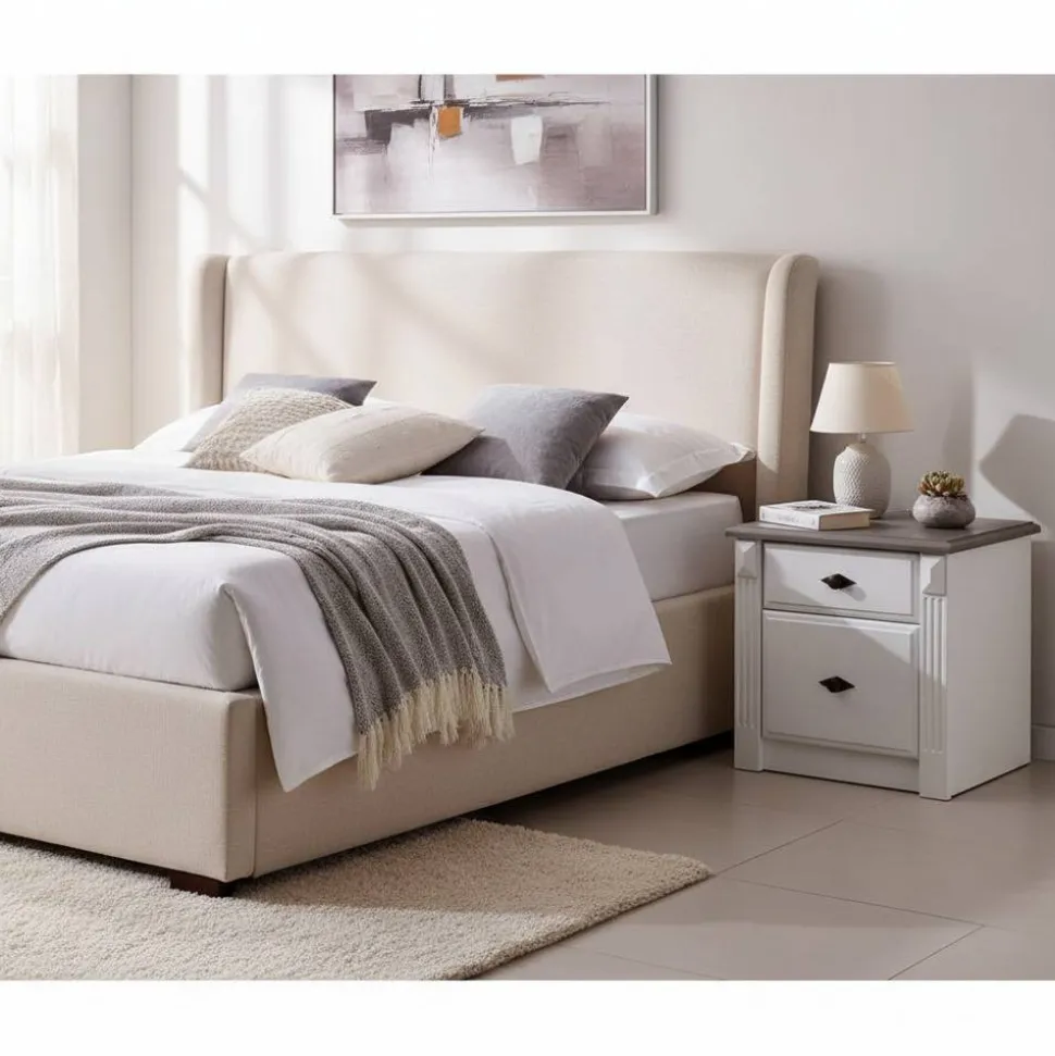 Nachtschränkchen Caneon in Grau Weiß