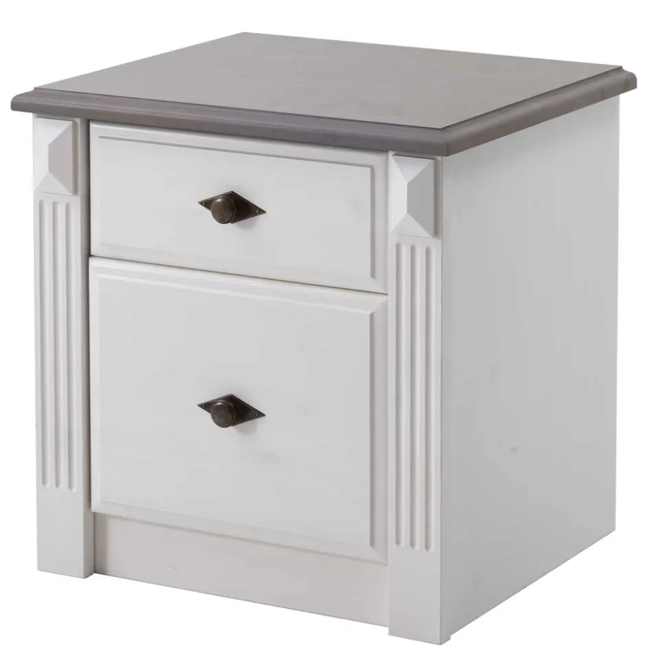Nachtschränkchen Caneon in Grau Weiß