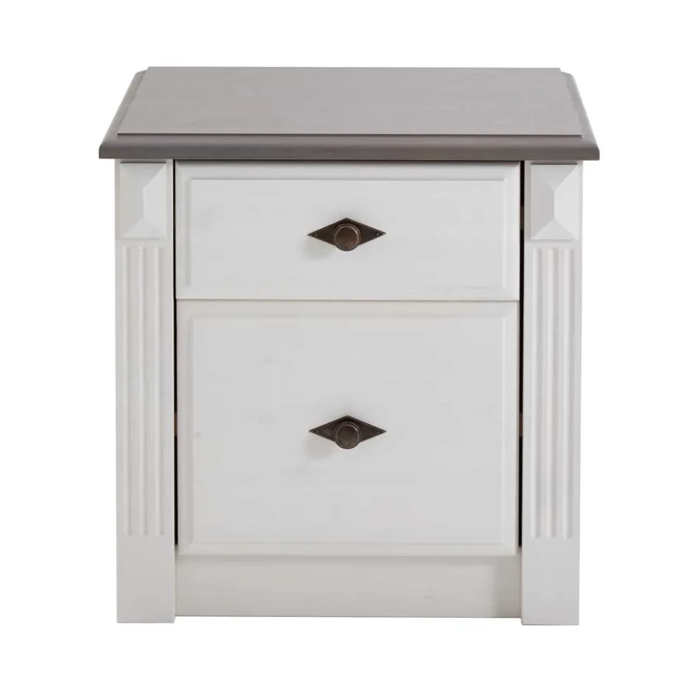 Nachtschränkchen Caneon in Grau Weiß