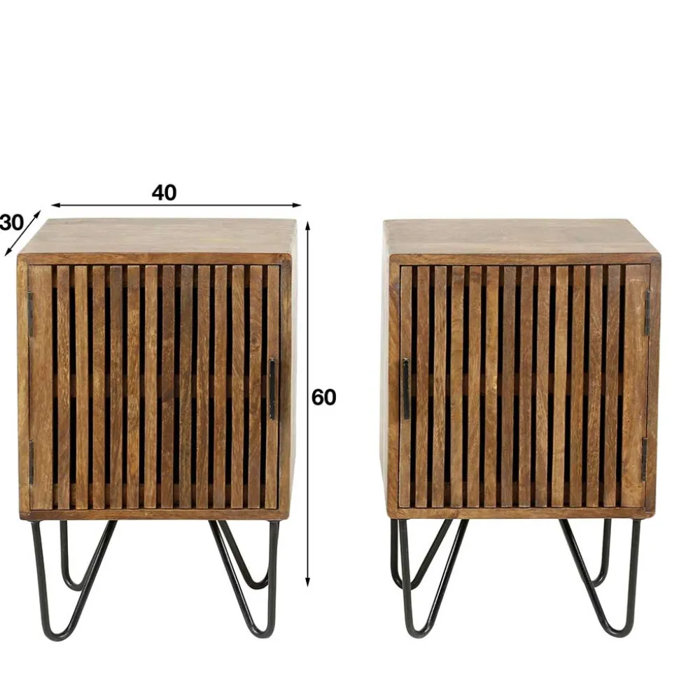 Nachtschränke aus Mangoholz - Baina (2er Set)