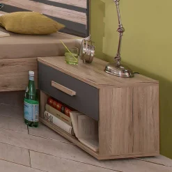 Nachttisch in Eiche San Remo & Dunkelgrau - Jilamenda