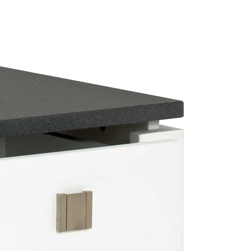 Nachttisch Kommode Mercadeo in Weiß Grau