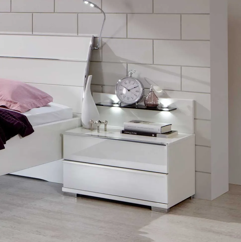 Nachttisch Konsole Donpiave in Weiß (zweiteilig)