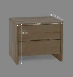 Nachttisch mit zwei Schubladen Devenia Kernbuche massiv