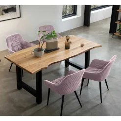 Naturkantentisch und Armlehnenstühle - Norian (fünfteilig)