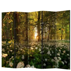 Naturmotiv Paravent Wald Bäume & Bärlauch - Sybila III