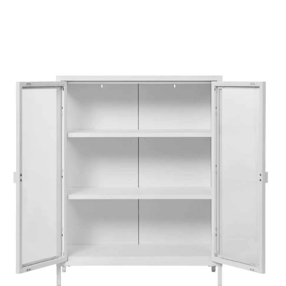 Niedrige Vitrine aus Stahl in Weiß - Sancrez