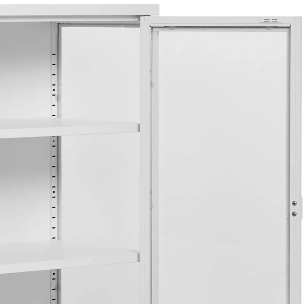 Niedrige Vitrine aus Stahl in Weiß - Sancrez