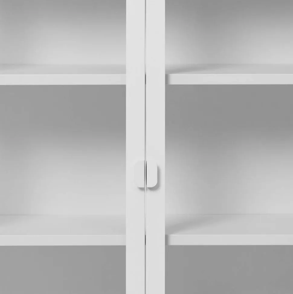 Niedrige Vitrine aus Stahl in Weiß - Sancrez