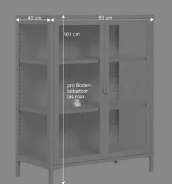 Niedrige Vitrine aus Stahl in Weiß - Sancrez