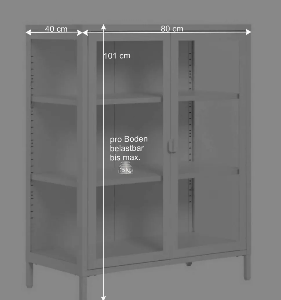 Niedrige Vitrine aus Stahl in Weiß - Sancrez