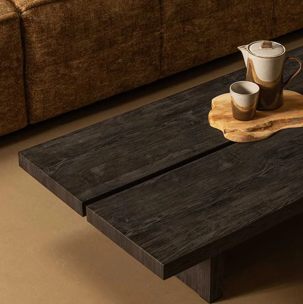 Niedriger Couchtisch in Dunkelbraun Holzoptik - Rosiblo