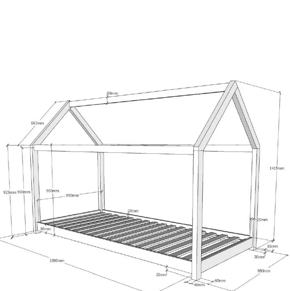 Niedriges Kinderbett im Hausdesign - Racing