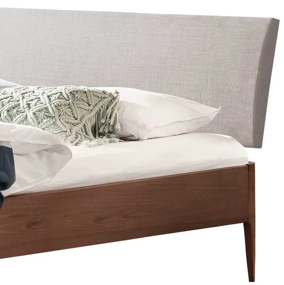 Nussbaum Doppelbett mit Stoff Kopfteil - Filippo