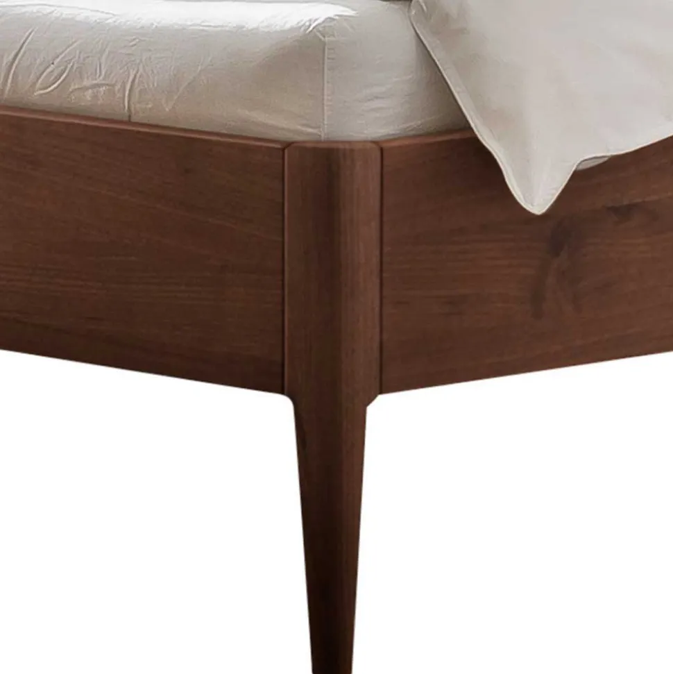 Nussbaum Doppelbett mit Stoff Kopfteil - Filippo