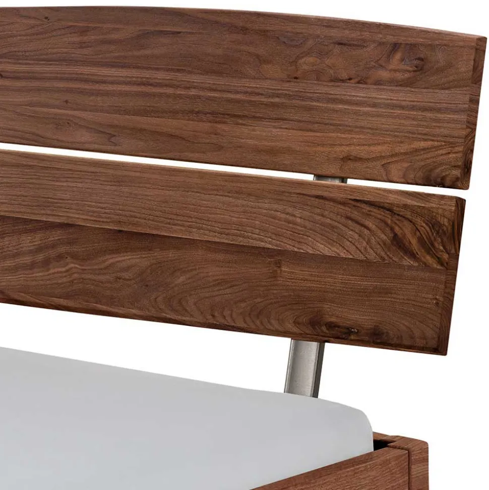 Nussbaum Holzbett mit Baumkante Kopfteil - Elegatos
