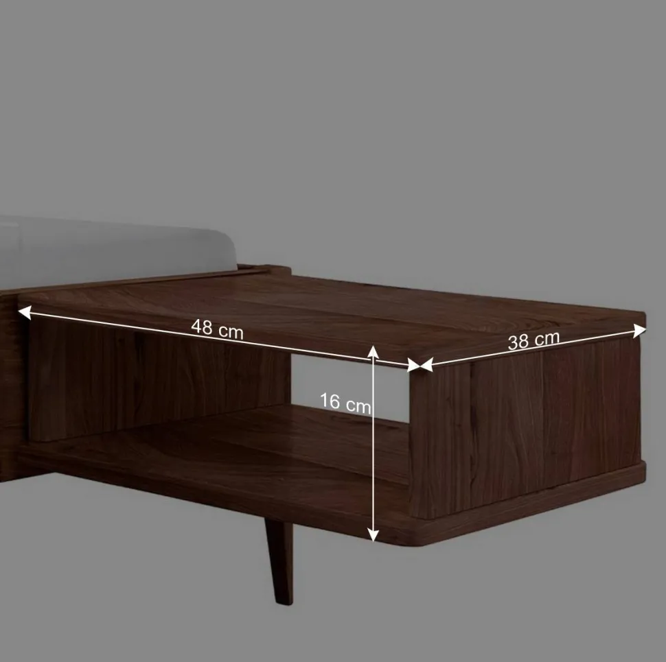 Nussbaum Holzbett mit Baumkante Kopfteil - Elegatos