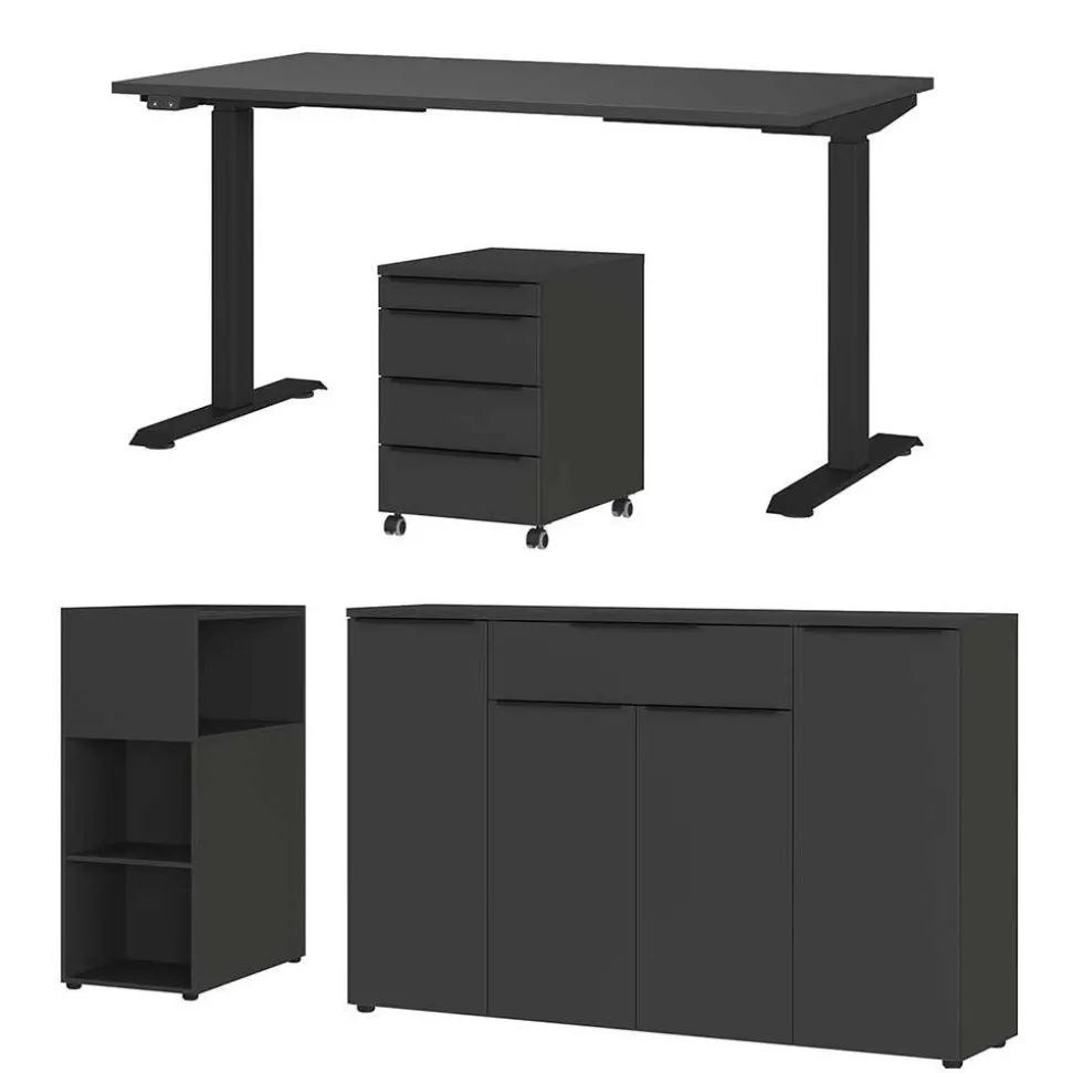 Office Einrichtung in Dunkelgrau - Tila (vierteilig)