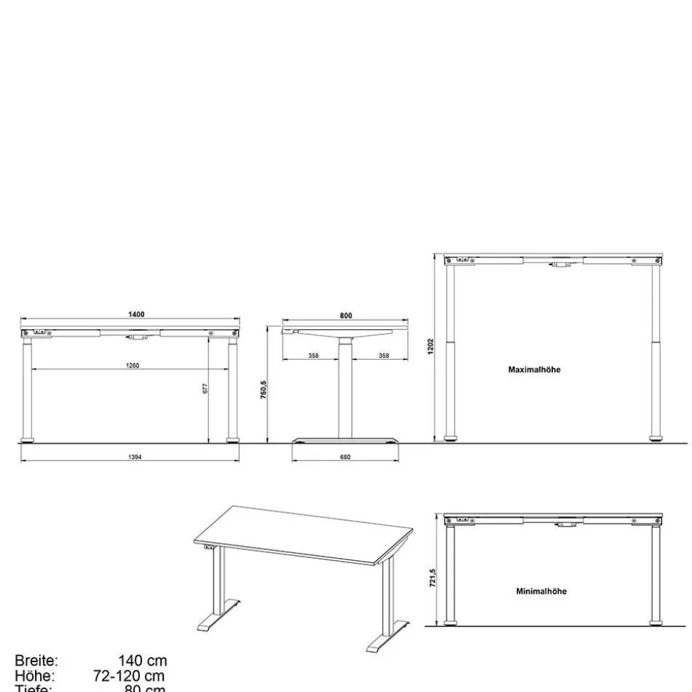Office Einrichtung in Dunkelgrau - Tila (vierteilig)