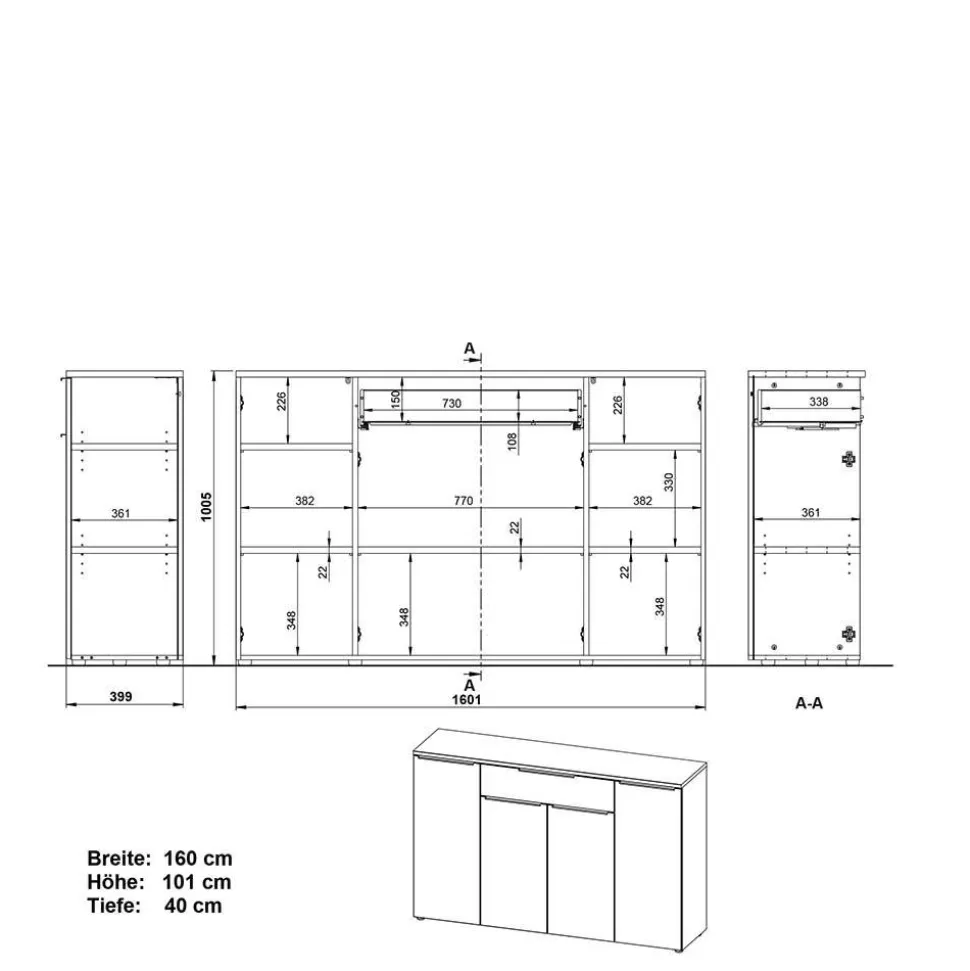 Office Einrichtung in Dunkelgrau - Tila (vierteilig)