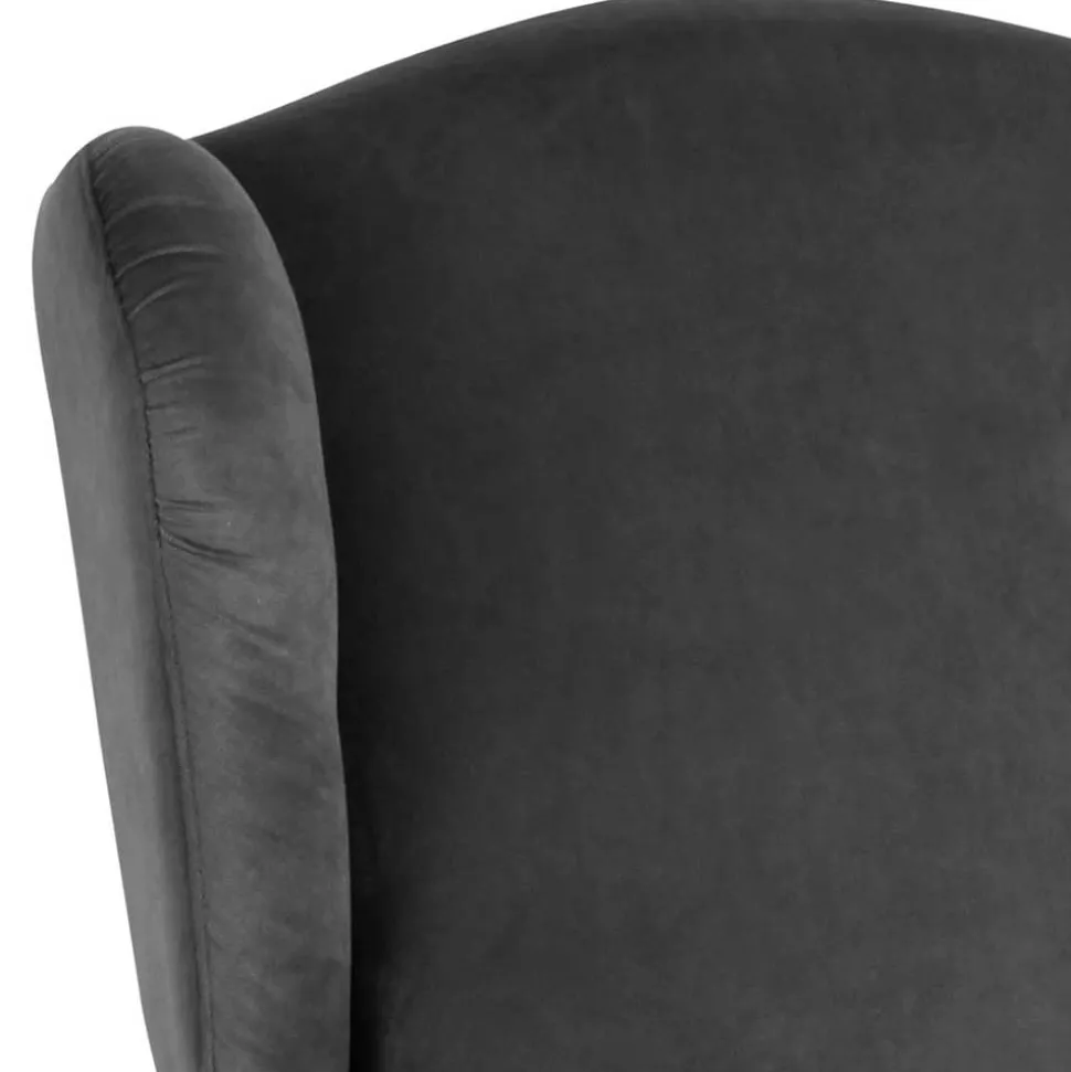 Ohrenbackensessel aus Samtvelours Anthrazit - Nikic