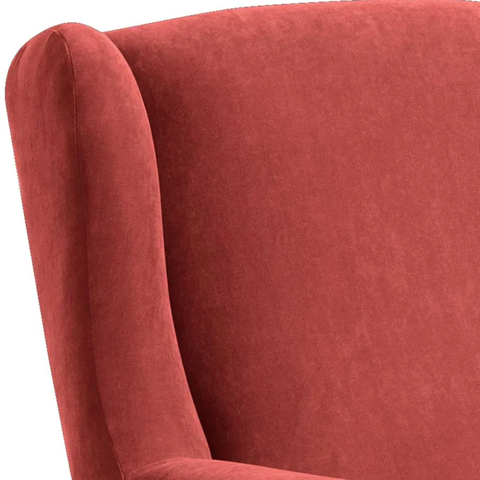 Ohrenbackensessel aus Velours in Terracotta - Zadella