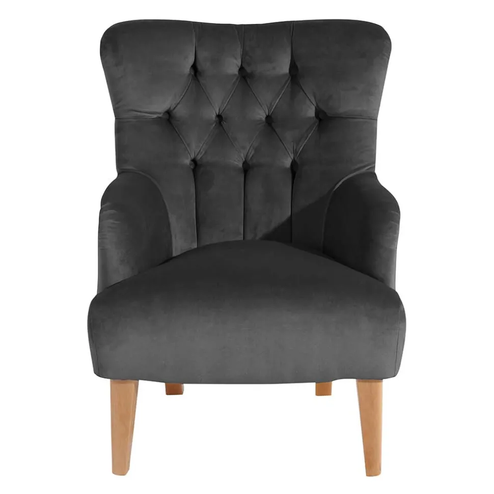Ohrenbackensessel in Anthrazit Samtvelours - Camcupa