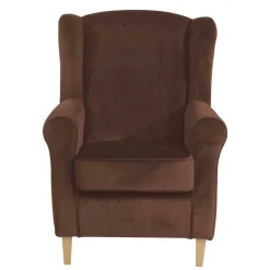 Ohrenbackensessel in Braun und Buche Natur - Revelinda