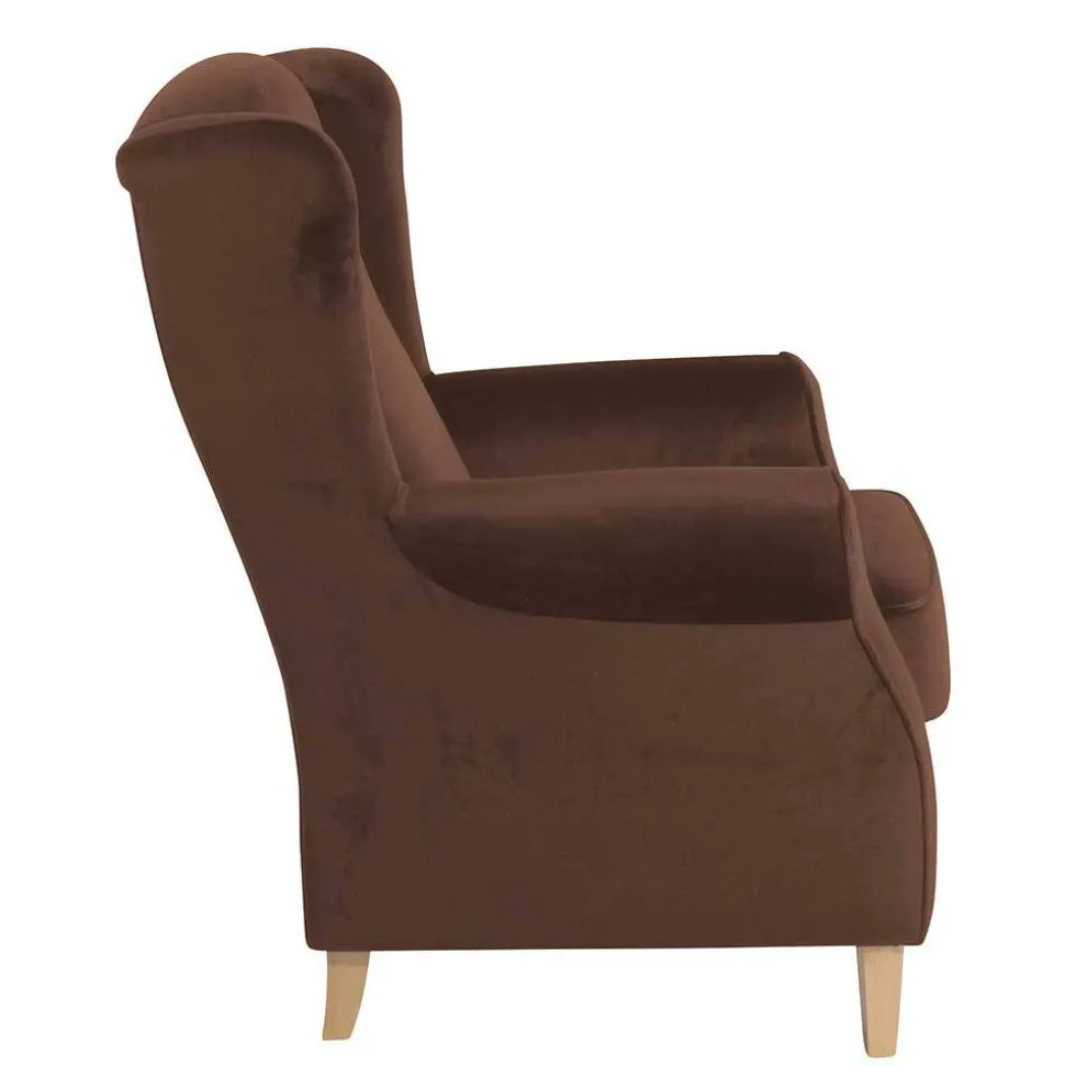 Ohrenbackensessel in Braun und Buche Natur - Revelinda