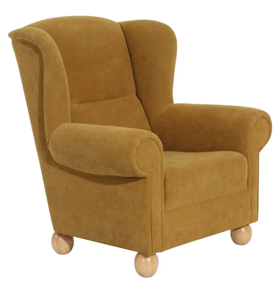Ohrenbackensessel in Gelb Velours - Acigne