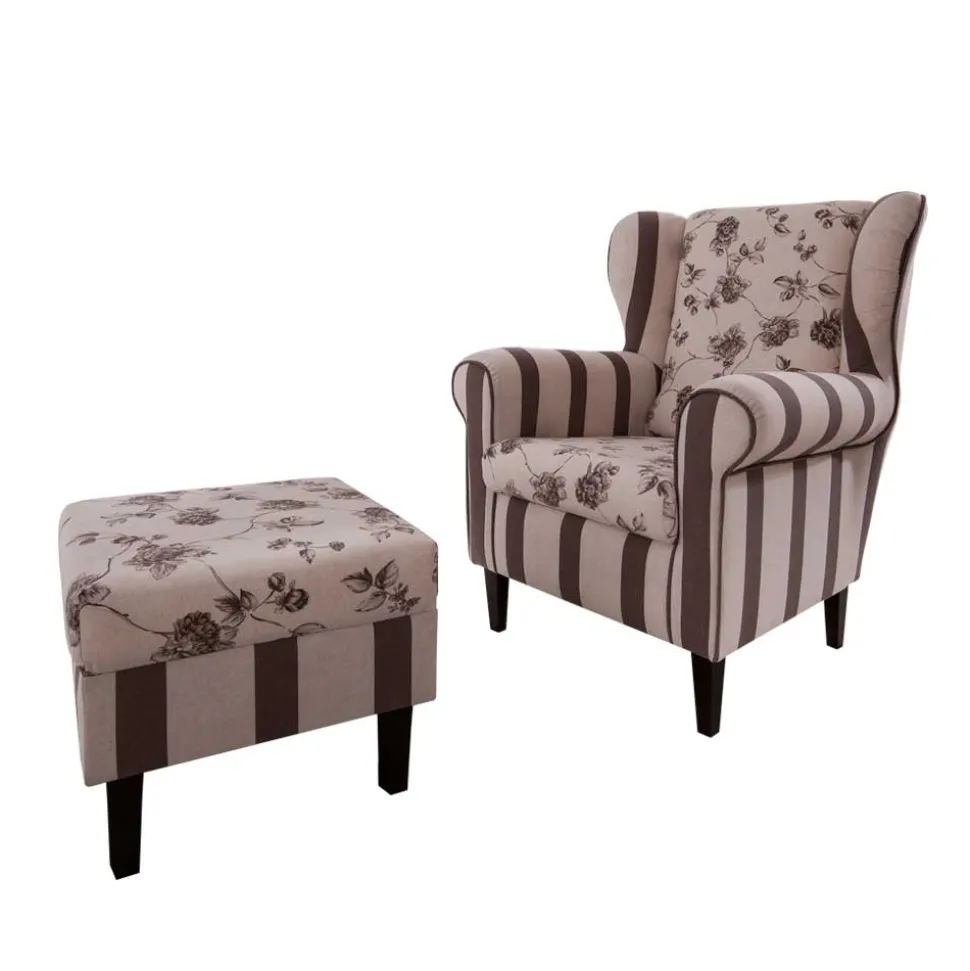 Ohrenbackensessel Prisma in Braun Beige