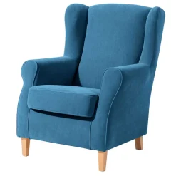 Ohrensessel aus Velours in Petrol - Edna
